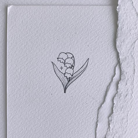 Peta on Instagram: “Lily of the valley 🌱 - - - #lilyofthevalley #jacobsladder #animalcrossing #animalcrossingnewhorizons #flower #tattoo #drawing #illustration…” Animal Crossing Lily Of The Valley Tattoo, Blue Lily Of The Valley Tattoo, How To Draw A Lily Of The Valley, Tattoo Ideas Thick Lines, Whimsical Botanical Tattoo, Lily Valley Tattoo, Lily Of The Valley Drawing Tattoo, Lily Of The Valley Doodle, Lilies Of The Valley Tattoo