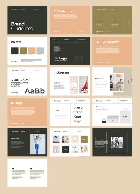 Indesign Presentation Layout Templates, Brandguides Design, Branding Guidelines Template, Brandbook Brand Guidelines, Brand Manual Design, Branding Sheet, Brandbook Design, Brand Identity Presentation, Brand Guidelines Presentation