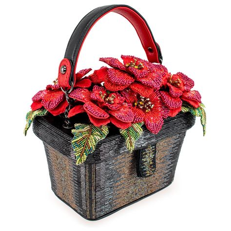 Mary Frances Handbags, Novelty Handbags, Novelty Purses, Black Basket, Mary Frances, Red Blossoms, Top Handle Handbags, Novelty Bags, Best Handbags