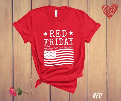 On Fridays We Wear Red Shirt, Red Friday Shirt, Remember Everyone Deployed, Support the Troops, Deployment Shirt, Remember Red Friday, Military Soldier Shirt, Military Wife Shirt. This classic unisex jersey short sleeve tee fits like a well-loved favorite. Soft cotton and quality print make users fall in love with it over and over again. These t-shirts have-ribbed knit collars to bolster shaping. The shoulders have taping for better fit over time. Dual side seams hold the garment's shape for lon Red Friday Shirts, Friday Shirt, Military Soldier, Remember Everyone Deployed, Red Friday, Military Wife, Wear Red, Red Shirt, Wearing Red