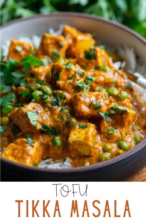 Tofu Curry Recipes Indian, Indian Tofu Recipes, Tofu Indian Recipes, Tofu Tikka Masala, Easy Vegetarian Meals, Tofu Tikka, Vegan Tikka Masala, Tikka Masala Sauce, Veggie Meal