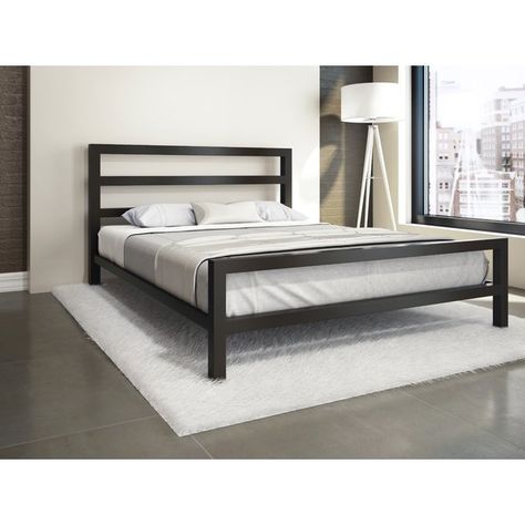 This Vicksburg Metal Platform Bed with a modern and contemporary look was designed with care and dedication. Diy Platform Bed Plans, Platform Bed Plans, Steel Bed Design, Queen Metal Bed, Steel Furniture Design, Diy Platform Bed, Steel Bed Frame, Welded Furniture, Bed Frame Design