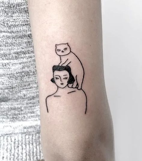 Cute Cat Tattoos, Minimal Cat Tattoo, Minimalist Cat Tattoo, Cat Outline Tattoo, Watercolor Cat Tattoo, Cat Paw Tattoos, Kitten Tattoo, Minimal Tattoo Ideas, Tshirt Graphics