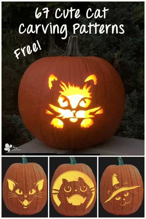 Pumpkin Carving Cat, Cat Face Pumpkin, Cat Pumpkin Stencil, Pumpkin Inspo, Cat Pumpkin Carving, Cat Carving, Pumpkin Carving Patterns Free, Pumpkin Carving Stencils Free, Cute Pumpkin Carving