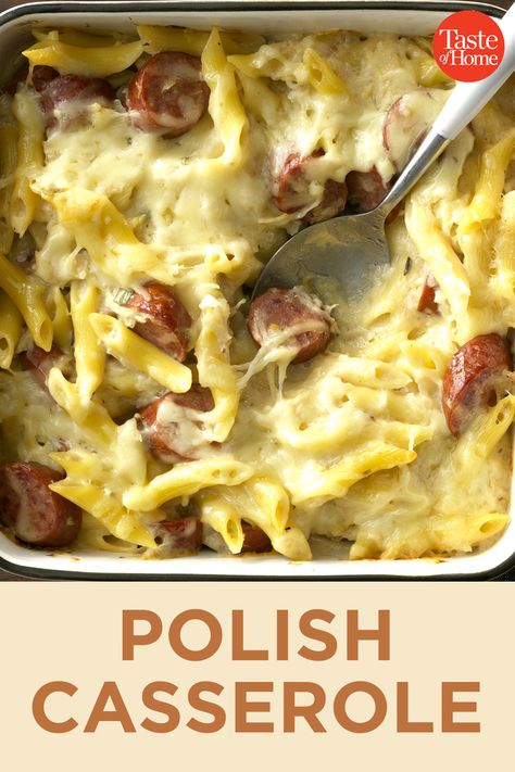 Polish Casserole, Easy Polish Recipes, Kielbasa Recipes, Eastern European Recipes, Sauerkraut Recipes, Kielbasa, Easy Casserole Recipes, Polish Recipes, European Food