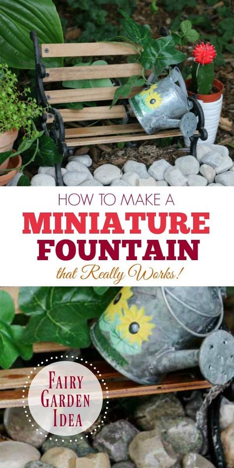 Fairy Garden Fountain, Miniature Fountain, Fairy Fountain, Fountain Garden, Diy Garden Fountains, Fairy Garden Designs, Miniature Fairy Garden, Set It Up, Garden Tool Storage