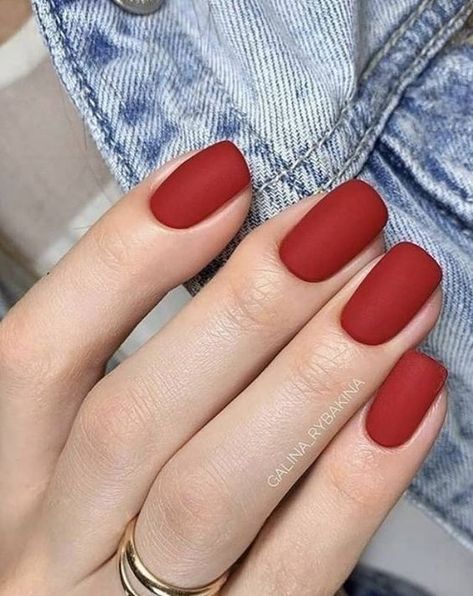 Red Matte Nails, Deep Red Nails, Red Christmas Nails, Red Nail Designs, Red Nail, Dipped Nails, Chic Nails, Fancy Nails, Trendy Nails