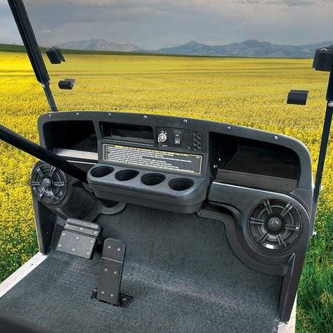 Golf Cart Remodel, Yamaha Golf Cart Accessories, Golf Cart Ideas, Ezgo Golf Cart Accessories, Yard Wagon, Golf Cart Body Kits, Stereo Idea, Dog Tether, Golf Cart Bodies