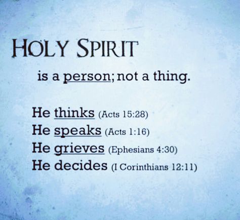 The Holy Spirit is a person; not a thing. Acts 1 8, Spirit Of Truth, Spirit Quotes, Bible Facts, Bible Knowledge, Bible Truth, Bible Prayers, Holy Ghost, The Holy Spirit