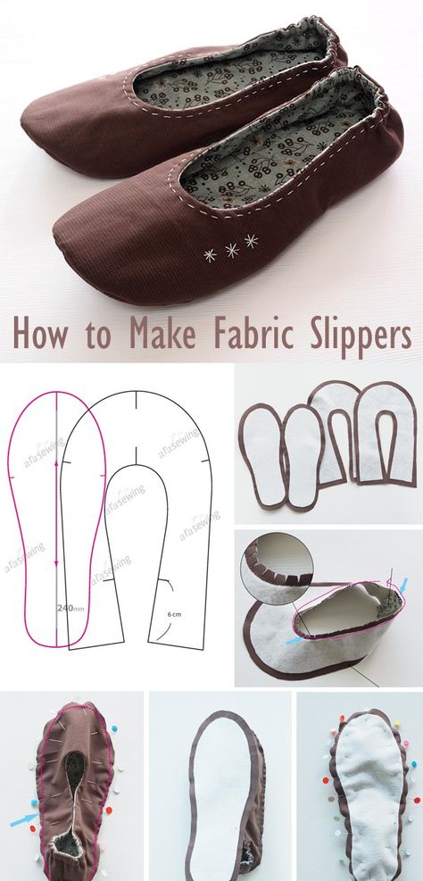 Handmade Slippers Free Pattern, Sewing Slippers Pattern, Fabric Shoes Pattern, Free Mocassin Pattern, Fabric Slippers Pattern Free, How To Sew Slippers, How To Sew Shoes, Slipper Pattern Sewing, Slipper Sewing Pattern Free