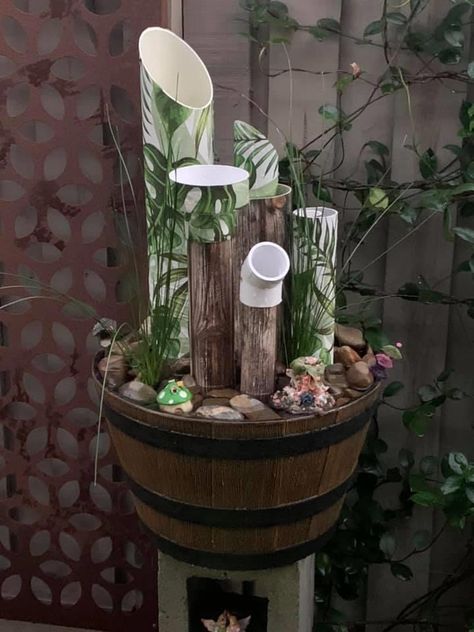 Frog Sanctuary Diy, Pet Tree Frog Habitat, Wine Barrel Fish Pond Diy, Teaching Garden, Frog Hotel, Frog Hotel Pvc Pipe, Frog Habitat, Garden Creatures, Frog Garden