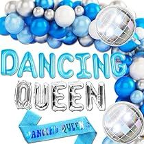 Dancing Queen Bachelorette, Mamma Mia Disco, Retro Party Decorations, 70s Party Decorations, Mamma Mia Party, Golf Themed Cakes, Queen Birthday Party, Balloon Dance, Disco Theme Party