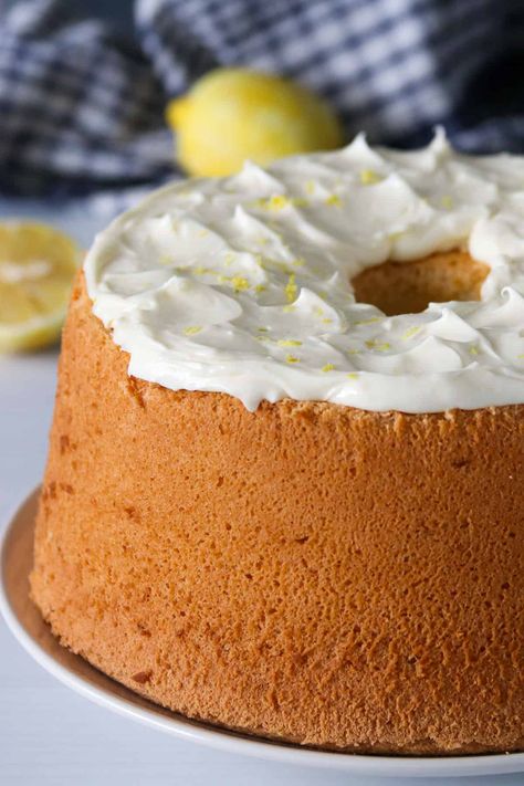 Vanilla Chiffon Cake Recipe, Lemon Cream Cheese Icing, Gf Cake, Pandan Chiffon Cake, Chocolate Chiffon Cake, Lemon Chiffon Cake, Lemon Cream Cheese Frosting, Lemon Cream Cheese, Cake Frosting Recipe