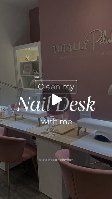 Ffion Powell | Nail Artist | Salon Owner | Beauty Educator on Instagram: "Clean your desk day…. ⠀ Watch me get tidy and set up, all ready for my first client! Something about a clean desk that paves the way for productivity! ⠀ #cleanyourdeskday #beautysalon #totallypolished #totallypolishedtadcaster #totallypolishedacademy #tadcaster #tadcasternails #tadcasterbeauty #tadcasteracademy #tadcasterlashes #tadcastermakeup #lashestadcaster #browstadcaster #tadcasterbrows #nailstadcaster #beautytadcaster #nailtech #naileducator #nailartisttadcaster #nailartist" Nail Tech Desk Setup, Nail Desk Setup, Begging Nail Tech, Home Nail Salon Ideas, Nail Desk, Nail Salon Interior, Clean Desk, Salon Owners, Desk Setup