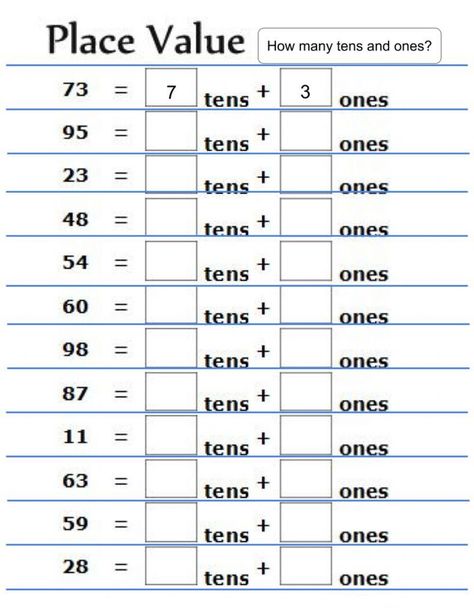 Tens And Ones Activity, Place Value Tens And Ones, Easy Math Worksheets, Easy Math Activities, Maths Worksheet, Math Fact Worksheets, Mental Maths, Mental Maths Worksheets, Math Expressions