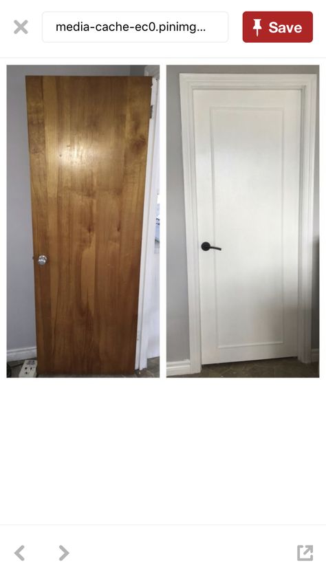 Door Before And After Interior, Revamp Doors Ideas, Hallow Door Makeover, Update Interior Doors, Diy Interior Doors, Door Makeover Diy, Closet Door Makeover, Diy House Renovations, Door Upgrade