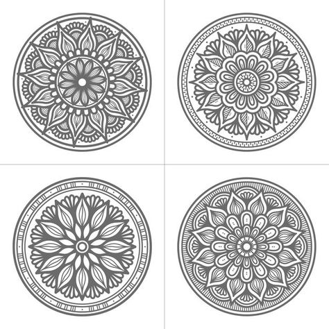 Circle style hand drawn mandala collecti... | Premium Vector #Freepik #vector #vintage Mandala Art Simple Easy, Mandala Art Simple Design, Small Mandala Art, Butterfly Mandala Art, Aesthetic Mandala Art, Simple Mandala Art, Colorful Mandala Art, Aesthetic Mandala, Mandala Simple