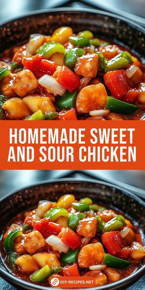 This homemade Sweet and Sour Chicken recipe is better than takeout! Juicy chicken, crunchy veggies, and a perfectly balanced sauce. Homemade Sweet And Sour Chicken, Asian Chicken Recipe, Sweet And Sour Chicken Recipe, Sour Chicken Recipe, Chicken Delight, Crunchy Veggies, Sweet And Sour Chicken, Better Than Takeout, Sweet Sour Chicken