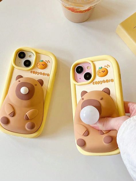 Cute Capybara Cartoon Silicone Phone Case With Bubble Toy, Stress Relief Protective Cover Compatible With IPhone 11 12 13 14 15 Pro Max Brown    Silicone Animal,Letter Ordinary Mobile Phone Case   Cases, size features are:Bust: ,Length: ,Sleeve Length: Iphone 13 Pro Max Phone Case, Capybara Phone Case, Iphone 15 Cases, Iphone 15 Case, Phone Cases Iphone 11, Capybara Cartoon, Iphone 13 Cases, Phone Cases Cute, Max Brown