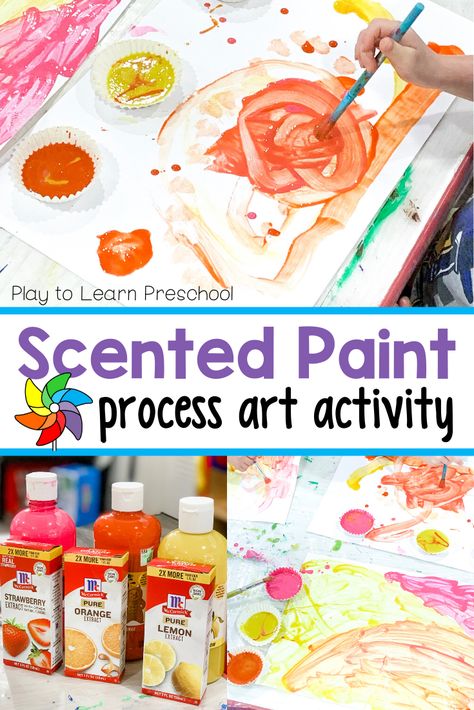 Kids love painting; kids love things that smell. So of course, scented painting is an amazing activity to add to any lesson about the five senses. And as a special bonus, it only requires 2 ingredients! #processart #preschoolactivity Smelling Sensory Activities, Five Senses For Infants, Five Senses Learning Centers For Preschool, 5 Senses Art Project, 5 Senses Montessori Activities, Smell Senses Activities, Our 5 Senses Preschool, 5 Senses Activities For Infants, Sense Of Smell Activities For Toddlers