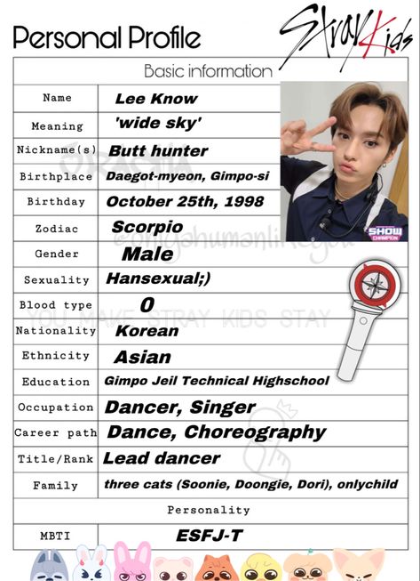 #straykids #skz #lino #leeknow #leeminho #minho #straykidsedit #template #profile #straykidsquotes #kpop #idol Kpop Idol Profile Template, Lee Know Signature, Kpop Profile Template, Kpop Usernames Ideas Skz, Skz Guide, Straykids Profile, Korean Handwriting, Chan Chan, Cute Nicknames