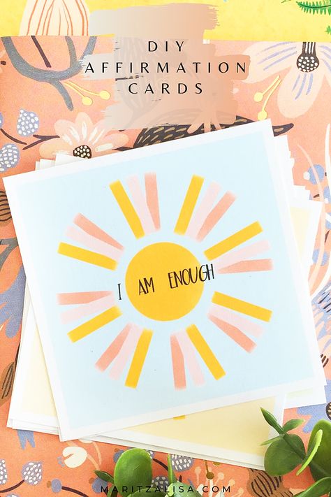 DIY Affirmation Cards - This tutorial shows you how to make your own printable affirmation cards with a free download! Diy Affirmation Cards, Positive Affirmation Cards, Affirmations For Kids, Work Diy, Stay Positive, Affirmation Cards, Easy Crafts For Kids, Diy Schmuck, Craft Tutorials