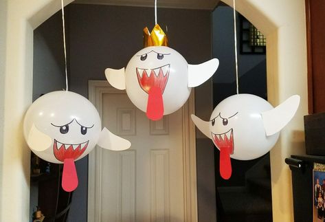 Boo Balloons, Mario Boo, Princess Peach Party, Mario Kart Party, Tattoos Outdoors, Mario Bros Birthday Party Ideas, Nintendo Party, 4de Verjaardag, Super Mario Bros Birthday Party