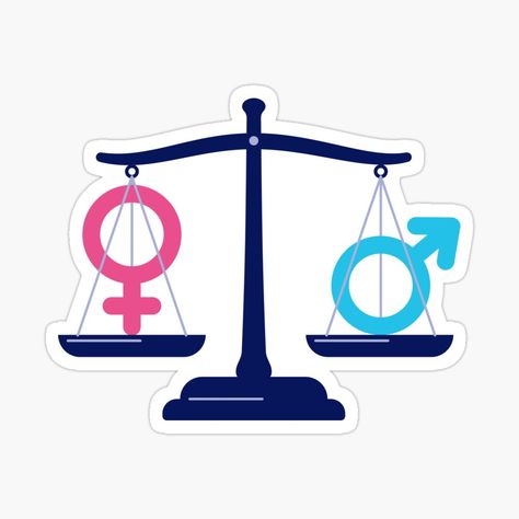 Get my art printed on awesome products. Support me at Redbubble #RBandME: https://www.redbubble.com/i/sticker/Gender-equality-by-CHERRY-SHOP/166199481.EJUG5?asc=u Equality Symbol, Justice Symbol, Gender Signs, Equality Sticker, Gender Equity, Gender Equality, Social Justice, Awesome Products, Cherry