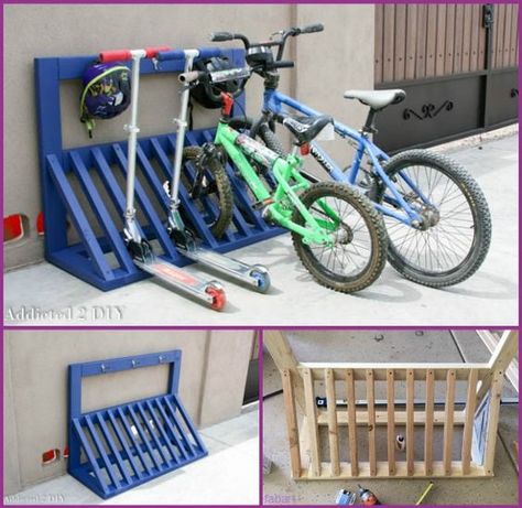 range vélo bois Diy Bike Storage, Wood Bicycle, Kids Bike Storage, Bike Parking Rack, Diy Bike Rack, Outdoor Toy Storage, Outdoor Bike Storage, Bike Storage Solutions, Bike Storage Rack