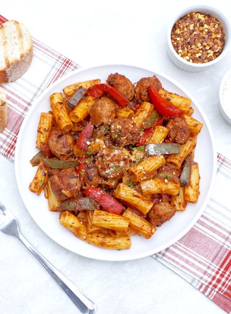 Easy To Make Pasta, Kielbasa Pasta, Sausage Rigatoni, Sausage Marinara, Rigatoni Recipes, Italian Seasonings, Marinara Recipe, Sausage Peppers, Make Pasta