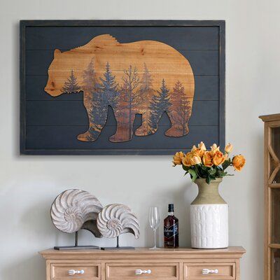 Silhouette Forest, Bear Silhouette, Into The Wood, Forest Print, Bear Decor, Into The Woods, Bear Art, Rustic Wall Decor, Grizzly Bear