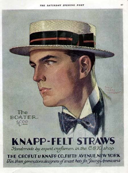 1930s Men, 1920s Mens Fashion, Straw Boater Hat, Mens Fashion Magazine, Straw Boater, Mens Hats Fashion, Boater Hat, Vintage Mens Fashion, New Poster