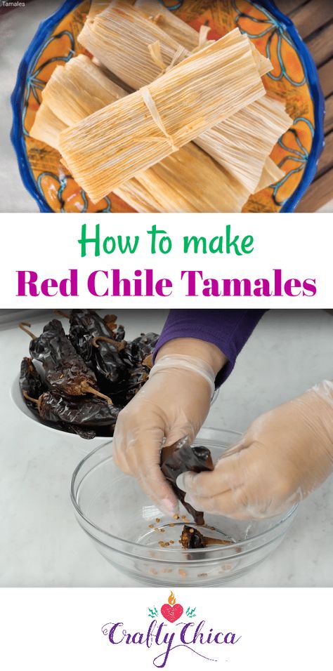 Red Chile Tamales Recipe - The Crafty Chica Red Chile Tamales Recipe, Beef Tamales Recipe, Tamale Meat Recipe, Red Chile Beef, New Mexico Red Chile, Tamales Recipe Pork, Beef Tamales, Mexican Tamales, Tamales Recipe