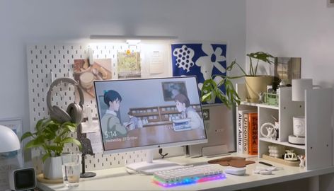 Pegboard Pc Setup, Pegboard Ideas, Study Desk Decor, Desk Inspo, Pc Desk, Desk Areas, Setup Ideas, Room Desk, Pc Setup