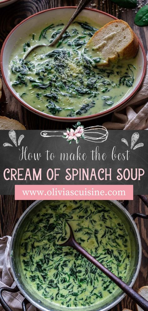 Cream Spinach Soup, Creamy Spinach Soup Recipe, Cream Based Soups Healthy, Cream Of Spinach Soup Recipe, Spinach In Soup, Spinach Bisque Soup Landmark, Easy Broth Soup, Spinach Bisque, Spinach Bisque Soup