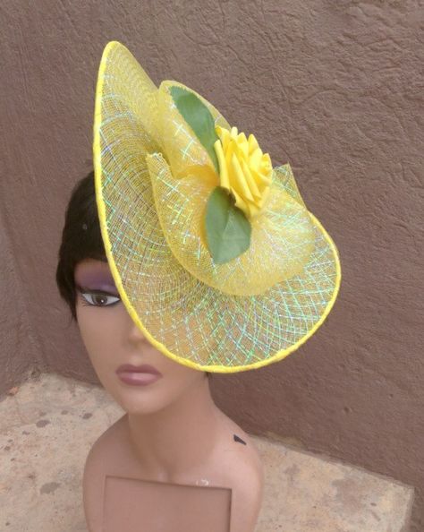 Yellow crinoline fascinator for weddings, party, church and every other event Crinoline Fascinator, Yellow Fascinator, Wedding Fascinators, Fascinator, Floppy Hat, Fashion Dresses, Weddings, Luxury Fashion, Yellow