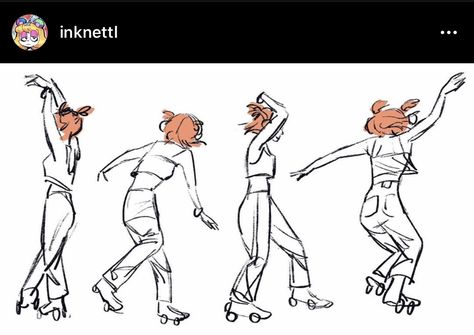 Rollerblading Drawing Reference, Roller Skating Animation, Roller Derby Character Design, Rollerblading Reference, Dancing References, Skater Drawing, Drawing Gestures, Roller Derby Art, Drawing Refs