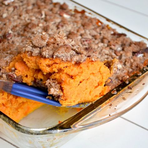 Weight Watchers Sweet Potato Souffle Is Holiday Classic - Drizzle Me Skinny! Ww Sweet Potato Casserole, Weight Watcher Sweet Potato Recipes, Weight Watchers Sweet Potato Recipes, Healthy Holiday Side Dishes, Potato Souffle, Sweet Potato Souffle, Holiday Side, Pork Cutlets, Crunchy Pecans