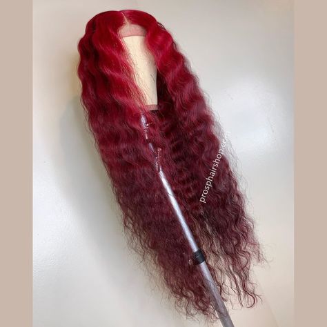 Scarlet Red Color, Dark Red Ombre, Deep Wave Lace Front Wig, Lux Hair, Hair Tape, Female Hair, Deep Wave Hairstyles, Red Ombre, Hair Shop