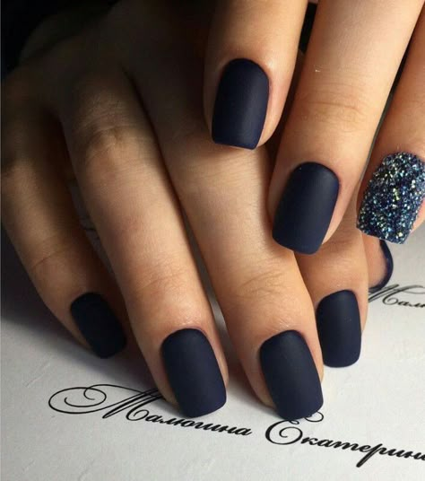 Dark Matte Nails, Navy Nails, Manicure Designs, Blue Nail, Dark Nails, Nails Fall, Manicures Designs, Nails Desing, Matte Nails