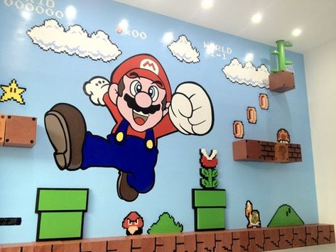 Mario Bros Room, Super Mario Room, Mario Room, 3d Murals, Kids Room Wall Murals, Super Mario Bros Birthday Party, Mario E Luigi, Lego Mario, Mario Bros Birthday