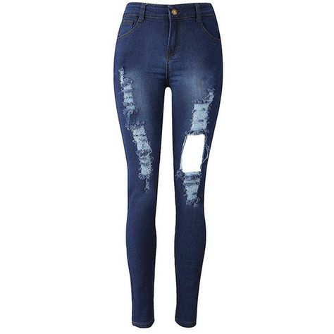 Yoins Fashion Rips Shredded Skinny Jeans ($27) ❤ liked on Polyvore featuring jeans, yoins, blue, 5 pocket jeans, ripped jeans, torn jeans, destroyed jeans and destroyed skinny jeans Distressing Jeans, Destructed Jeans, Jeans Destroyed, 5 Pocket Jeans, Torn Jeans, Blue Ripped Jeans, Jeans Ripped, Destroyed Denim, Destroyed Jeans