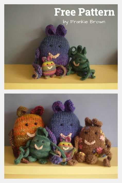 Yarn Monsters, Worry Monster, Animal Knitting, Knitting Amigurumi, Kids Knitting, Knitted Toys Free Patterns, Knitting Patterns Free Beginner, Wee Folk, Pocket Pal