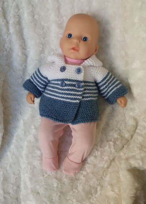 Linmary Knits, Knit Baby Doll, Annabelle Doll, Stitch Jacket, Barbie Knitting Patterns, Dolls Pattern, Knitted Doll Patterns, Baby Doll Clothes Patterns, Knitted Toys Free Patterns