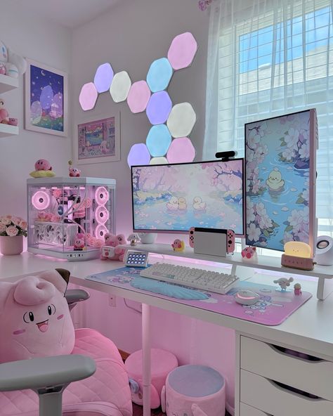 Mondays 💖 We made it to the new week! Hope you all have a fantastic start to your day and week 😊 You’ve got this! ✨ ♡ ♡ ♡ ♡ ♡ #pinksetup #pinksetups #pinkgamingchair #pinkgamer #pinkgaming #pinkgamingsetup #kawaiisetup #kawaiigamer #kawaiigaming #pcsetup #pcsetups #desksetup #desksetups #deskdecor #pcbuild #pcbuilds #keeb #keyboardbuild #gamingsetup #gamingsetups #nanoleaf #cozydesksetup #cozygamingsetup #cozygaming #cozygamer #keyboardasmr #pcbuilding #pcbuilder #pcmasterrace #pcgamers Kawaii Office, Bedroom 2023, Cute Halloween Treats, 3 Day Weekend, Gamer Desk, Gaming Desk Setup, Dream Bedroom Inspiration, Cozy Desk, Pink Games