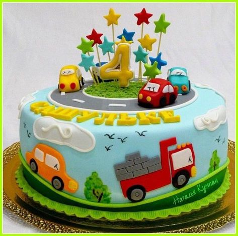 Car Cakes For Boys, Toddler Birthday Cakes, Cars Theme Cake, Cake Designs For Boy, Truck Birthday Cakes, Cake Designs For Kids, Boys 1st Birthday Cake, Baby Boy Birthday Cake, Cars Birthday Cake