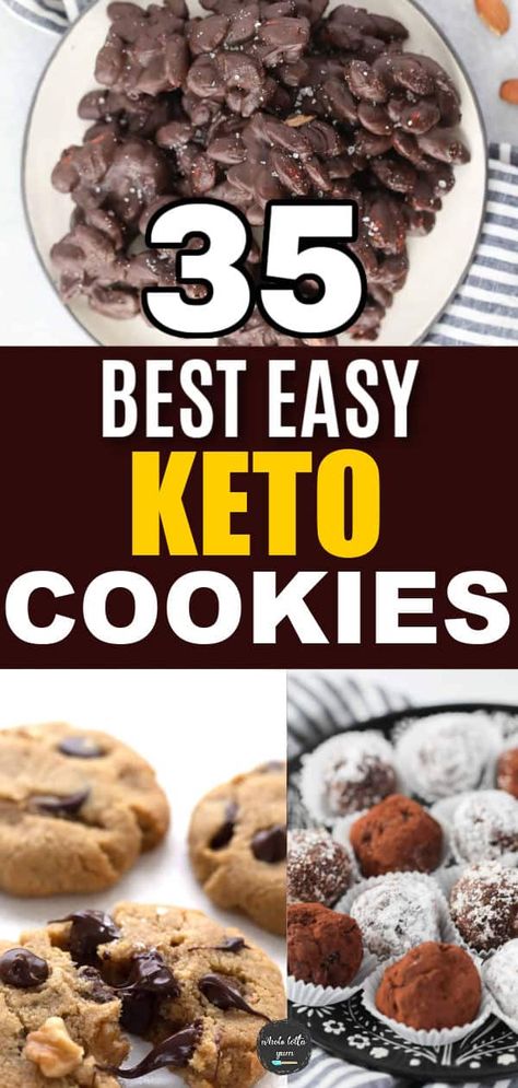 The best simple low carb keto cookie recipes whether you're looking for almond flour, coconut flour, vegan, chocolate chip, or peanut butter. Carb Free Cookies Recipes, Keto Butter Cookies Almond Flour, Best Keto Cookie Recipes, Keto Desserts With Almond Flour, Keto Florentine Cookies, Low Carb High Protein Cookies, Keto Cookies Coconut Flour, Almond Flour Keto Recipes, Keto Cookies Almond Flour