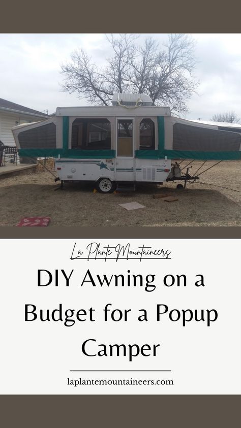 How to make a popup camper awning on a budget using the original track or purchase a new one. Pop Up Camper Awning Ideas, Pop Up Camper Awning, Pop Up Awning, Cleaning Canvas Pop Up Camper, Pop Up Camper Repair, Pop Up Camper Roof Repair, Pop Up Camper Canvas Repair, Camper Awning, Trailer Awning