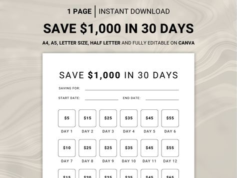 1k Money, 1k Savings Challenge, Etsy Templates, Milestone Chart, Savings Planner, Money Challenge, Planner Templates, Saving Goals, Savings Tracker