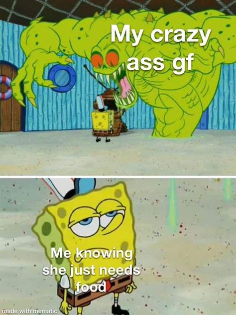 Couple Memes, Funny Spongebob Memes, Funny Relationship Memes, Cute Love Memes, Boyfriend Memes, Spongebob Memes, Top Memes, Memes Humor, Relationship Memes